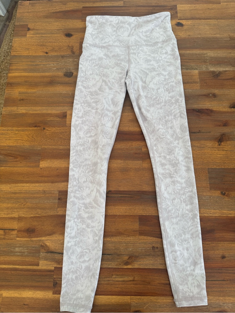 Athleta Light Gray Floral-Print High-Rise Leggings
